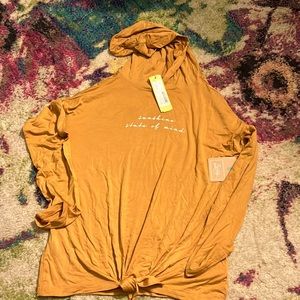 NWT-yellow hooded long sleeve tee